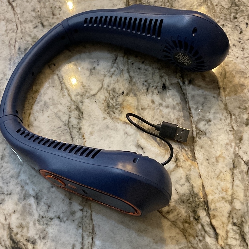 Portable Blue Wearable Neck Fan